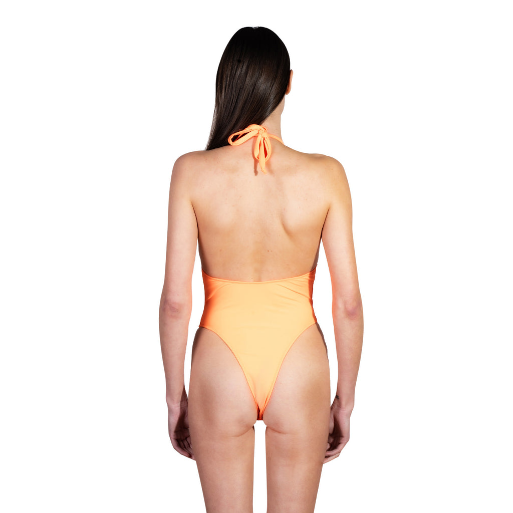 Graphic Logo Stretch Nylon Orange Swimsuit by Malanski