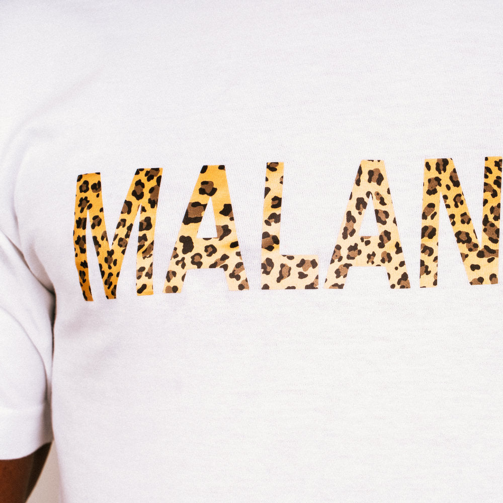 Malanski Foil Cheetah Print White T-Shirt